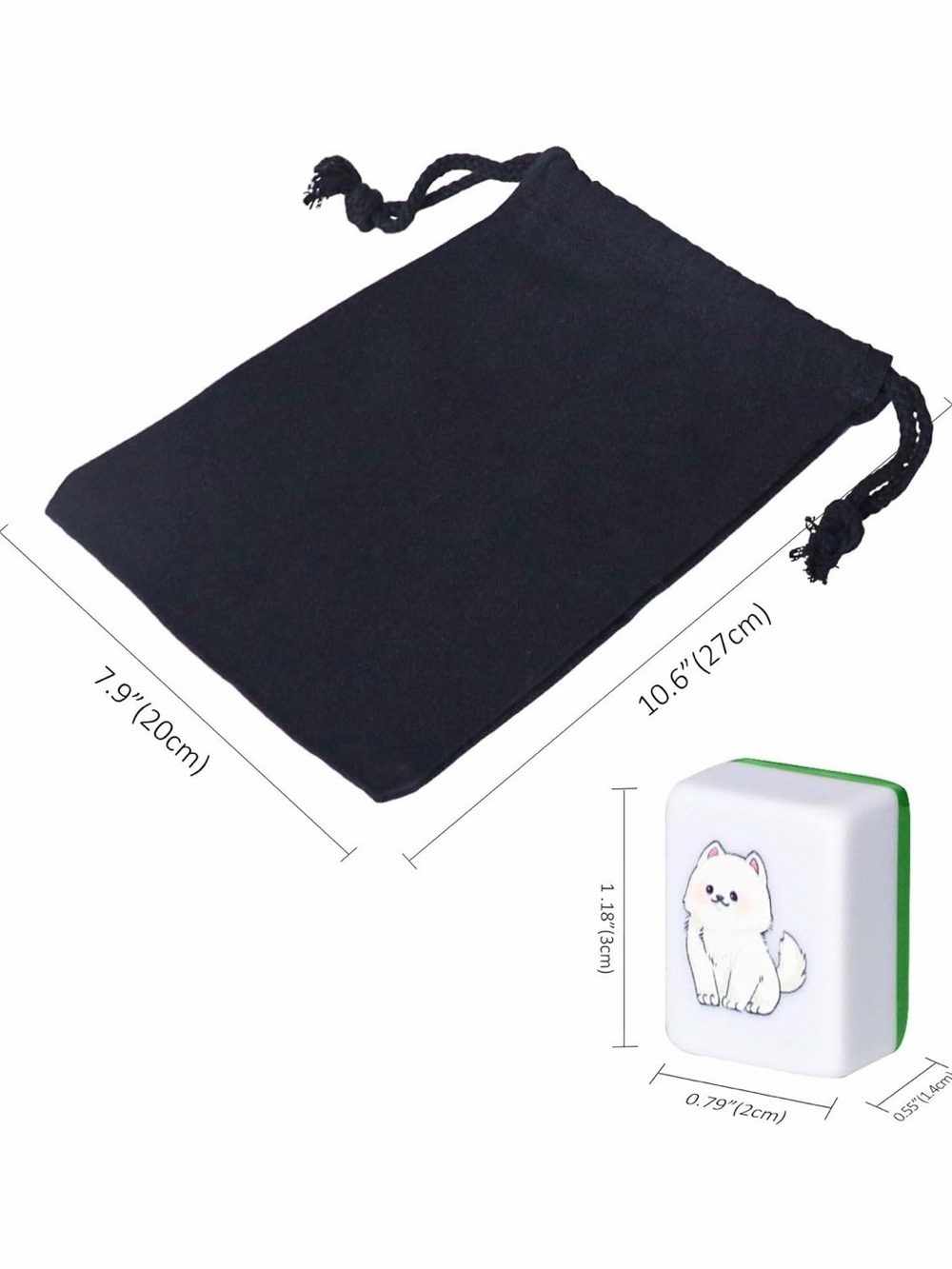 GRACIAS 4 Players Mahjong Block Set, 128 Green Tiles(1.18”) with Animal and Food - Picture 3 of 9